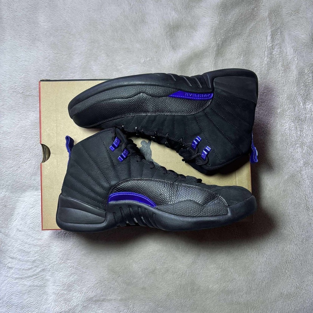 Jordan Black and Purple High-Top Sneakers